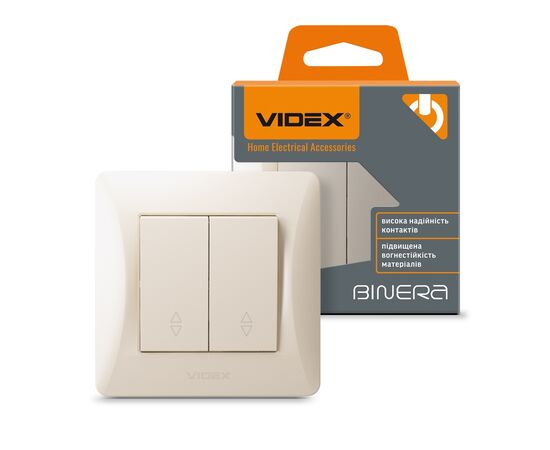 Переключатель Videx BINERA 2кл проходной кремовый (VF-BNSW2P-CR), изображение 4 Переключатель Videx BINERA 2кл проходной кремовый (VF-BNSW2P-CR), изображение 4