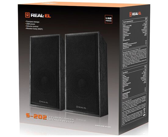 Акустическая система REAL-EL S-202 USB Black (EL121200019), изображение 9