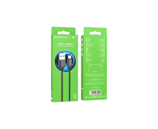 Дата кабель USB 2.0 AM to Micro 5P 1.0m black BOROFONE (6974443389029), изображение 4 Дата кабель USB 2.0 AM to Micro 5P 1.0m black BOROFONE (6974443389029), изображение 4
