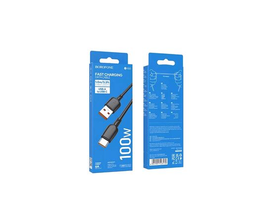Дата кабель USB 2.0 AM to USB-C 100W black BOROFONE (6941991103179), изображение 5 Дата кабель USB 2.0 AM to USB-C 100W black BOROFONE (6941991103179), изображение 5