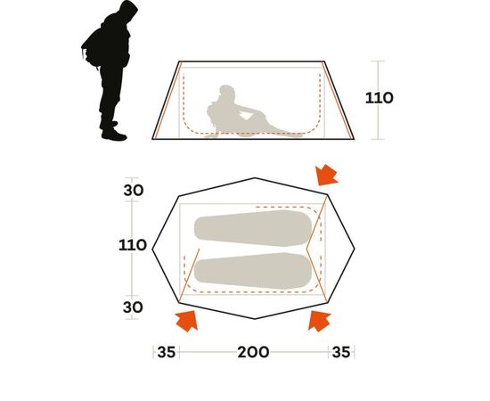 Палатка Ferrino Den 2 Blue (91218QOB) (931783), изображение 2 Палатка Ferrino Den 2 Blue (91218QOB) (931783), изображение 2