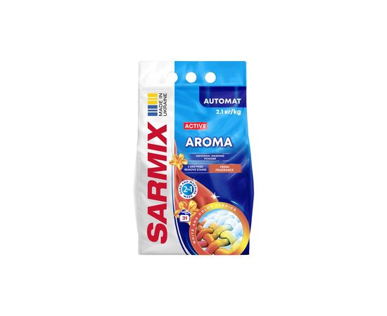 Стиральный порошок Sarmix Active Aroma для всех типов стирки 2.1 кг (4820268104182) Стиральный порошок Sarmix Active Aroma для всех типов стирки 2.1 кг (4820268104182)