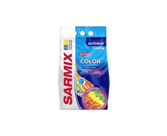 Стиральный порошок Sarmix Active Color для всех типов стирки 2.1 кг (4820268104229) Стиральный порошок Sarmix Active Color для всех типов стирки 2.1 кг (4820268104229)