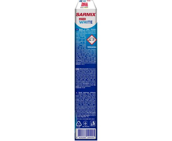 Стиральный порошок Sarmix Active White для всех типов стирки 300 г (4820268104205), изображение 3 Стиральный порошок Sarmix Active White для всех типов стирки 300 г (4820268104205), изображение 3