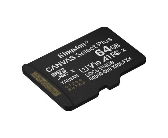 Карта памяти Kingston 64GB microSDXC class 10 UHS-I V10 A1 Canvas Select Plus (SDCS3/64GBSP), изображение 2 Карта памяти Kingston 64GB microSDXC class 10 UHS-I V10 A1 Canvas Select Plus (SDCS3/64GBSP), изображение 2