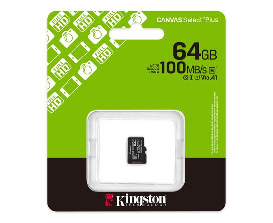 Карта памяти Kingston 64GB microSDXC class 10 UHS-I V10 A1 Canvas Select Plus (SDCS3/64GBSP), изображение 3 Карта памяти Kingston 64GB microSDXC class 10 UHS-I V10 A1 Canvas Select Plus (SDCS3/64GBSP), изображение 3