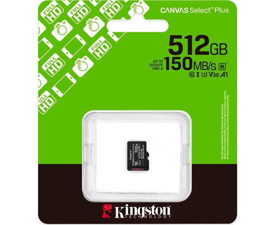 Карта памяти Kingston 512GB microSDXC class 10 UHS-I U3 V30 A1 Canvas Select Plus (SDCS3/512GBSP), изображение 3 Карта памяти Kingston 512GB microSDXC class 10 UHS-I U3 V30 A1 Canvas Select Plus (SDCS3/512GBSP), изображение 3