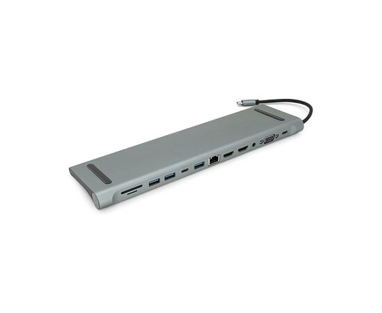 Концентратор Voltronic USB-C 12-in-1 USB-C + 2xUSB 2.0 + USB 3.0 + 2xHDMI + VGA + SD/TF + RJ45 + 3.5mm + PD 0.1m silver (YT-HTC12in1), изображение 5 Концентратор Voltronic USB-C 12-in-1 USB-C + 2xUSB 2.0 + USB 3.0 + 2xHDMI + VGA + SD/TF + RJ45 + 3.5mm + PD 0.1m silver (YT-HTC12in1), изображение 5