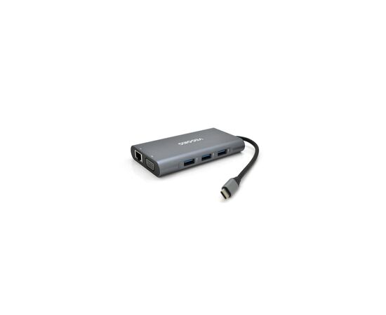 Концентратор VEGGIEG USB-C 7-in-1 USB-C + 3xUSB 3.0 + HDMI + VGA + SD/TF + RJ45 0.1m silver (TC10-U), изображение 2 Концентратор VEGGIEG USB-C 7-in-1 USB-C + 3xUSB 3.0 + HDMI + VGA + SD/TF + RJ45 0.1m silver (TC10-U), изображение 2