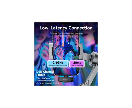 Мікрофон Vention USB-C 2-Pack Wireless Lavalier Black (NCBB0), зображення 11 Мікрофон Vention USB-C 2-Pack Wireless Lavalier Black (NCBB0), зображення 11
