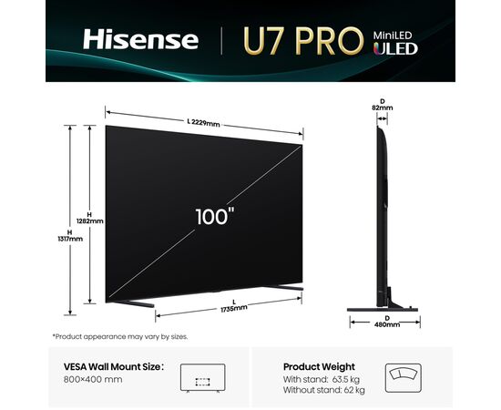 Телевизор Hisense 100U7Q PRO, изображение 3 Телевизор Hisense 100U7Q PRO, изображение 3