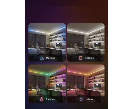 Светодиодная лента Govee H61E5 COB Strip Light Pro 3m RGBIC+W WI-FI/Bluetooth white (H61E53D1), изображение 4 Светодиодная лента Govee H61E5 COB Strip Light Pro 3m RGBIC+W WI-FI/Bluetooth white (H61E53D1), изображение 4