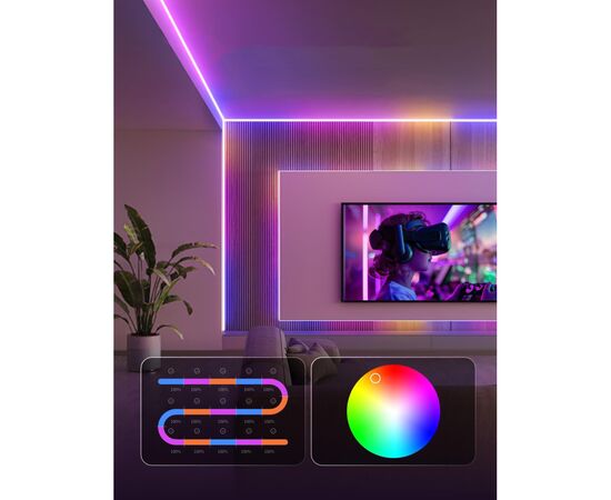 Светодиодная лента Govee H61E5 COB Strip Light Pro 3m RGBIC+W WI-FI/Bluetooth white (H61E53D1), изображение 5 Светодиодная лента Govee H61E5 COB Strip Light Pro 3m RGBIC+W WI-FI/Bluetooth white (H61E53D1), изображение 5