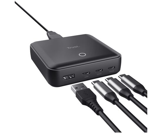 Зарядное устройство Trust 3xUSB-C + USB-A 100W PD black (25242_TRUST), изображение 3 Зарядное устройство Trust 3xUSB-C + USB-A 100W PD black (25242_TRUST), изображение 3