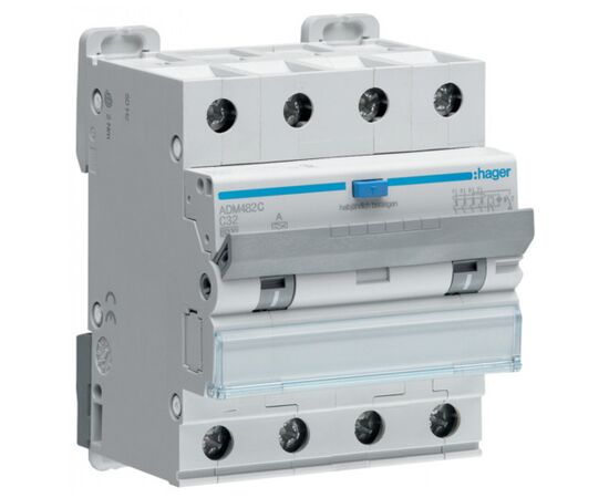 Дифференциальный автоматический выключатель Hager 4-п. 32A C 30mA (6kA) A (B) (ADM482C)
