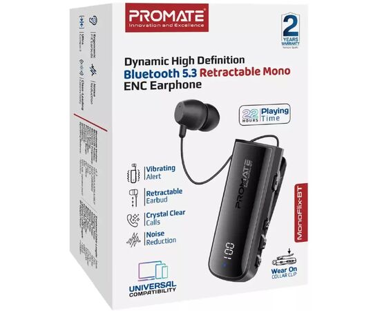 Наушники Promate Monoflix-bt Black (monoflix-bt.black), изображение 2 Наушники Promate Monoflix-bt Black (monoflix-bt.black), изображение 2