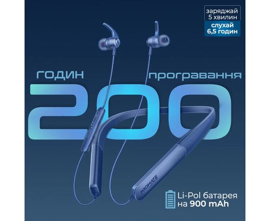 Наушники Promate Leap-200H Blue (leap-200h.blue), изображение 6 Наушники Promate Leap-200H Blue (leap-200h.blue), изображение 6
