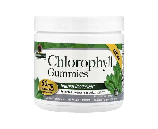 Витаминно-минеральный комплекс Nature's Answer Хлорофилл, вкус мяты, Chlorophyll Gummies, 60 жевательных конфет (NTA-26919) Витаминно-минеральный комплекс Nature's Answer Хлорофилл, вкус мяты, Chlorophyll Gummies, 60 жевательных конфет (NTA-26919)