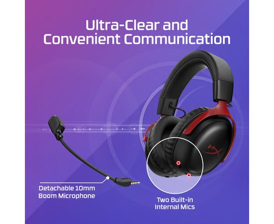 Наушники HyperX Cloud III S Wireless/USB-A/USB-C Black/Red (A59Z0AA), изображение 11 Наушники HyperX Cloud III S Wireless/USB-A/USB-C Black/Red (A59Z0AA), изображение 11