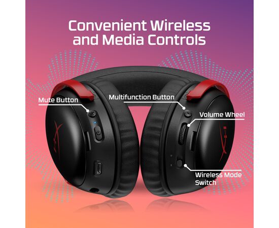 Наушники HyperX Cloud III S Wireless/USB-A/USB-C Black/Red (A59Z0AA), изображение 12 Наушники HyperX Cloud III S Wireless/USB-A/USB-C Black/Red (A59Z0AA), изображение 12