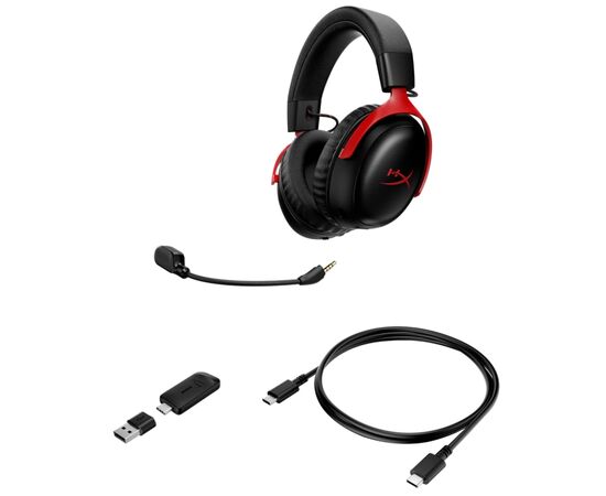 Наушники HyperX Cloud III S Wireless/USB-A/USB-C Black/Red (A59Z0AA), изображение 3 Наушники HyperX Cloud III S Wireless/USB-A/USB-C Black/Red (A59Z0AA), изображение 3