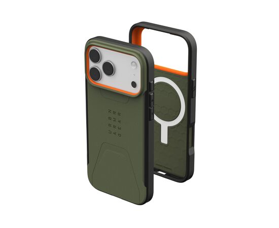 Чохол до мобільного телефона UAG iPhone 17 Pro Max Civilian MagSafe Olive/Orange (114546117297), зображення 7