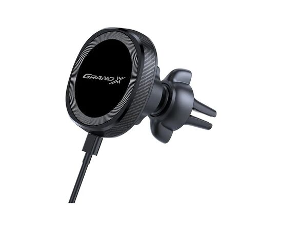 Універсальний автотримач Grand-X MT-15W MagSafe з зарядкою 15W (кріплення на дефлектор) (MT-15W), зображення 2 Універсальний автотримач Grand-X MT-15W MagSafe з зарядкою 15W (кріплення на дефлектор) (MT-15W), зображення 2
