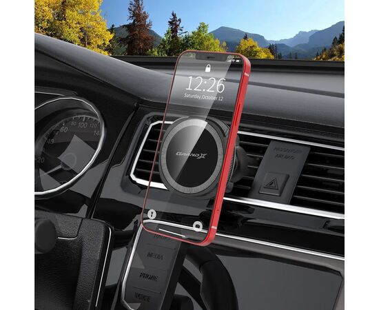 Універсальний автотримач Grand-X MT-15W MagSafe з зарядкою 15W (кріплення на дефлектор) (MT-15W), зображення 5 Універсальний автотримач Grand-X MT-15W MagSafe з зарядкою 15W (кріплення на дефлектор) (MT-15W), зображення 5