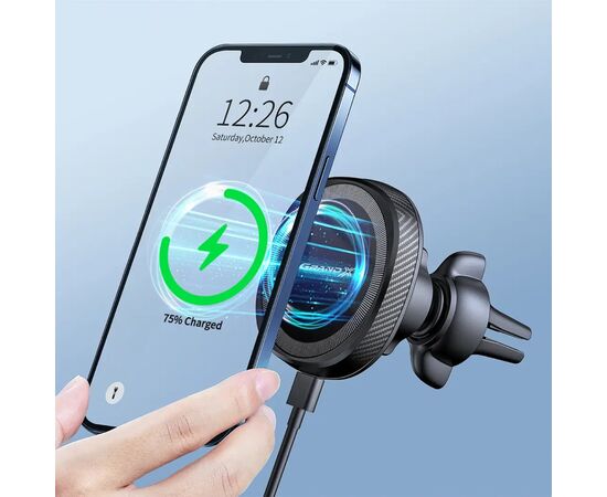 Універсальний автотримач Grand-X MT-15W MagSafe з зарядкою 15W (кріплення на дефлектор) (MT-15W), зображення 7 Універсальний автотримач Grand-X MT-15W MagSafe з зарядкою 15W (кріплення на дефлектор) (MT-15W), зображення 7
