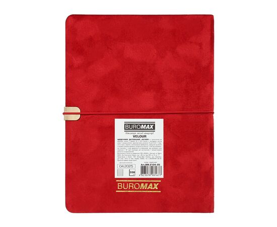 Еженедельник Buromax датированный 2026 VELOUR, А5 красный (BM.2134-05), изображение 3