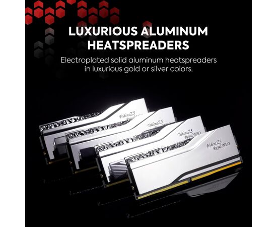 Модуль памяти для компьютера DDR5 32GB (2x16GB) 6000 MHz Trident Z5 Royal Silver G.Skill (F5-6000J2836G16GX2-TR5S), изображение 6 Модуль памяти для компьютера DDR5 32GB (2x16GB) 6000 MHz Trident Z5 Royal Silver G.Skill (F5-6000J2836G16GX2-TR5S), изображение 6