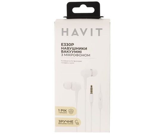 Наушники Havit HV-E330P White (HV-E330P), изображение 3 Наушники Havit HV-E330P White (HV-E330P), изображение 3
