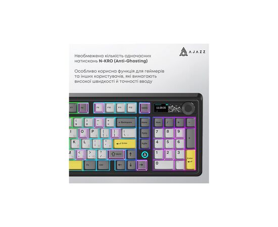 Клавіатура Ajazz AK980 Clear Sky Switch RGB Wireless/Bluetooth/USB Black (AK980-CS-BGY), зображення 11 Клавіатура Ajazz AK980 Clear Sky Switch RGB Wireless/Bluetooth/USB Black (AK980-CS-BGY), зображення 11
