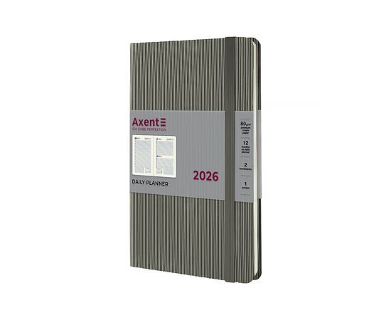 Еженедельник Axent датированный 2026 Partner Lines, 145х210, серый (8815-26-03-A)