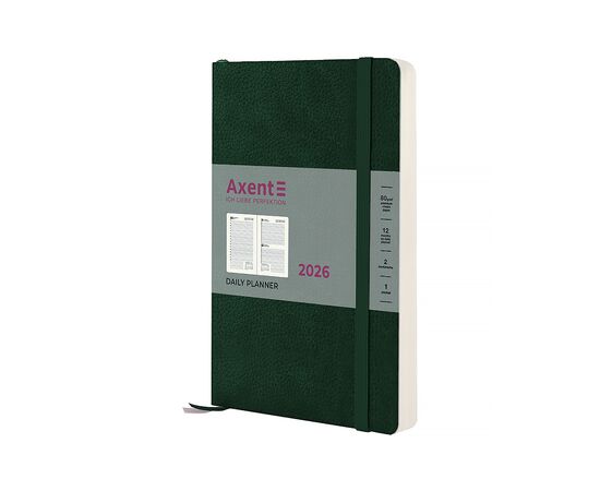 Еженедельник Axent датированный 2026 Partner Soft Skin, 145х210, темно-зеленый (8810-26-23-A)