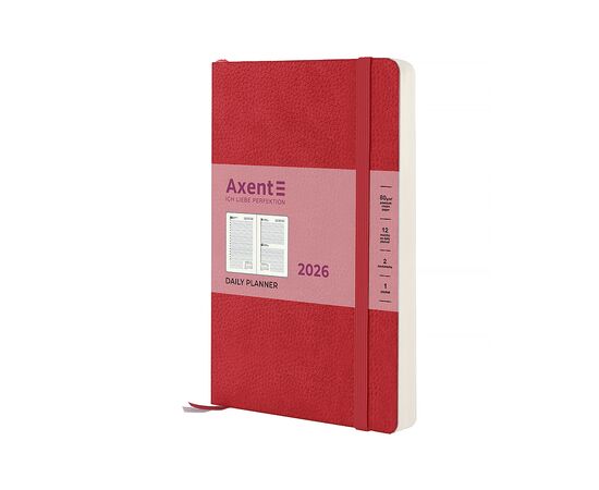Еженедельник Axent датированный 2026 Partner Soft Skin, 145х210, красный (8810-26-06-A)