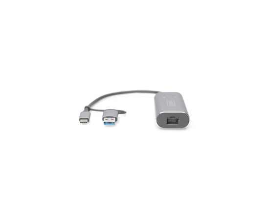 Переходник USB-C + USB 3.0 to RJ45 2500Mbps Ethernet Digitus (DN-3028), изображение 5 Переходник USB-C + USB 3.0 to RJ45 2500Mbps Ethernet Digitus (DN-3028), изображение 5