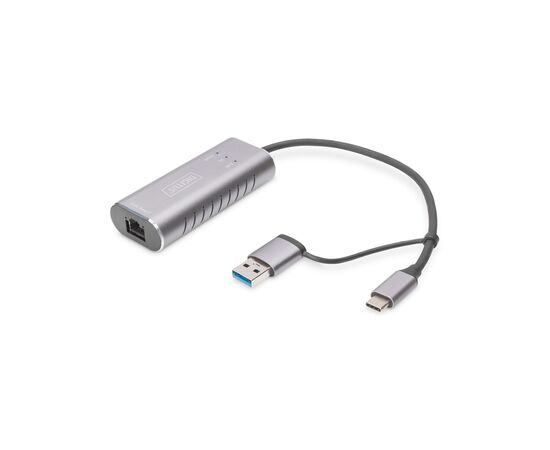 Переходник USB-C + USB 3.0 to RJ45 2500Mbps Ethernet Digitus (DN-3028) Переходник USB-C + USB 3.0 to RJ45 2500Mbps Ethernet Digitus (DN-3028)