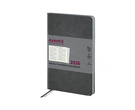 Еженедельник Axent датированный 2026 Partner City Soft 125х195, серый (8521-26-06-A)