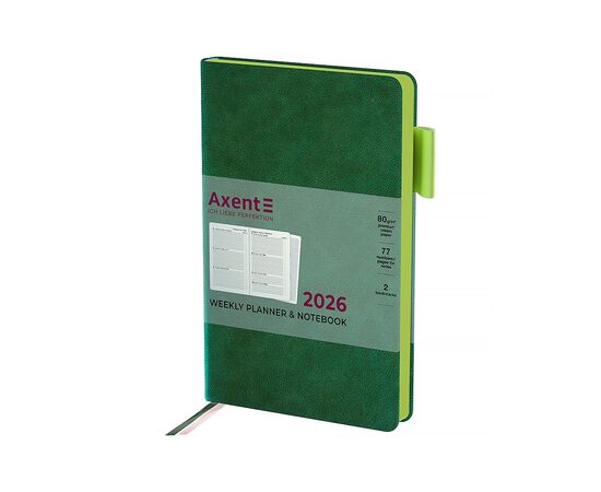 Еженедельник Axent датированный 2026 Partner Soft Muse 125х195, зеленый (8527-26-2-A)
