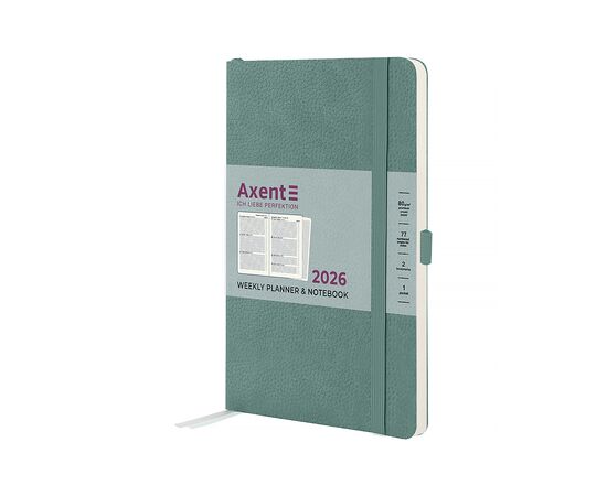 Еженедельник Axent датированный 2026 Partner Soft Skin 125х195, серо-лазурный (8509-26-48-A)