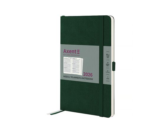 Еженедельник Axent датированный 2026 Partner Soft Skin 125х195, темно-зеленый (8509-26-23-A)