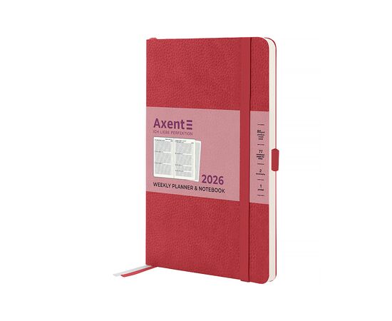 Еженедельник Axent датированный 2026 Partner Soft Skin 125х195, красный (8509-26-06-A)