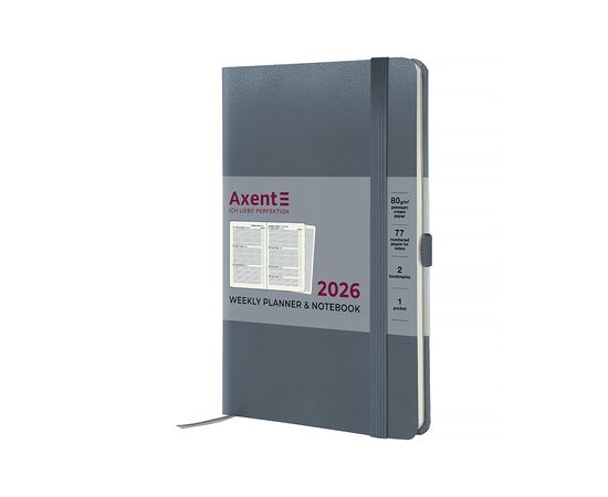 Еженедельник Axent датированный 2026 Partner Strong 125х195, серый (8505-26-62-A)