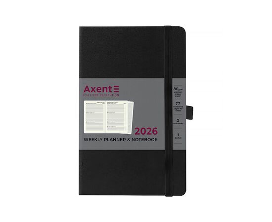 Еженедельник Axent датированный 2026 Partner Strong 125х195, черный (8505-26-01-A), изображение 2 Еженедельник Axent датированный 2026 Partner Strong 125х195, черный (8505-26-01-A), изображение 2