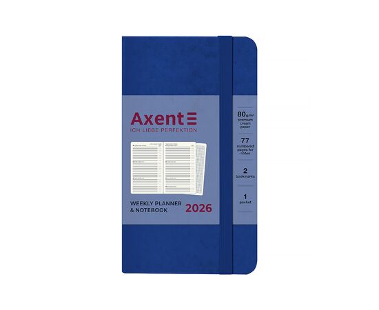 Еженедельник Axent датированный 2026 Pocket Strong 90х150, классический синий (8508-26-38-A), изображение 2