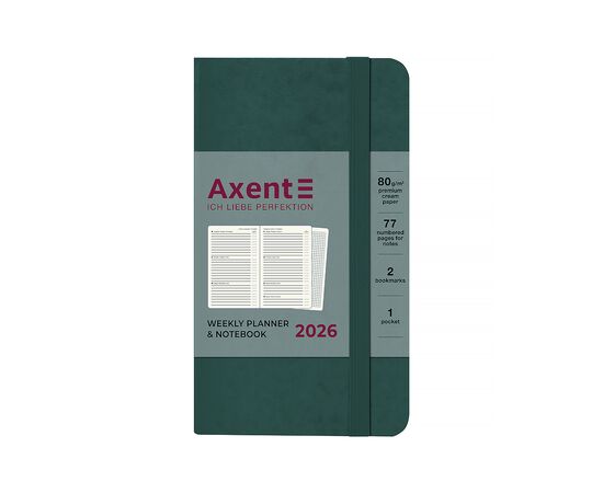 Еженедельник Axent датированный 2026 Pocket Strong 90х150, малахитовый (8508-26-31-A), изображение 2