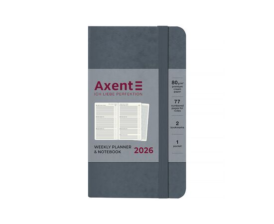 Еженедельник Axent датированный 2026 Pocket Strong 90х150, серый (8508-26-62-A), изображение 2