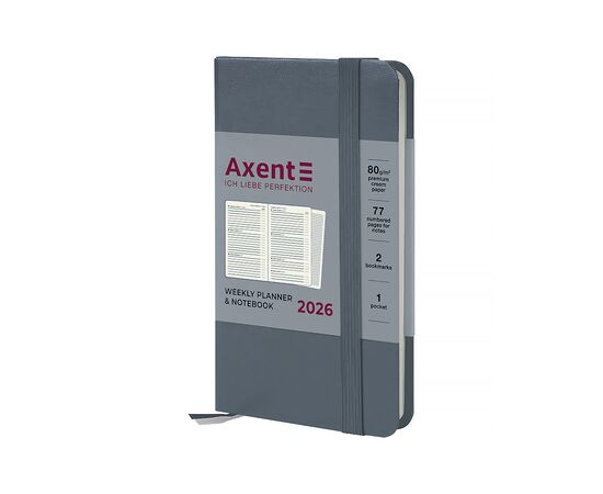Еженедельник Axent датированный 2026 Pocket Strong 90х150, серый (8508-26-62-A)