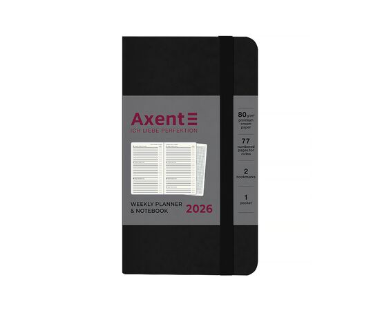 Еженедельник Axent датированный 2026 Pocket Strong 90х150, черный (8508-26-01-A), изображение 2